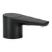 A Bobrick matte black deck-mount automatic liquid soap dispenser.