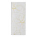 A white linen-feel guest towel with a subtle yellow floral line pattern.