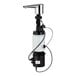 A silver Bobrick deck-mount automatic foam soap dispenser with a black and white pump.