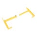 A pair of yellow steel adjustable trailer wheel locks.