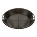 A black round AllPoints disposer strainer with holes.