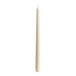 A single tall, white taper candle with a pointed tip and a visible wick.