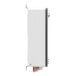 A white rectangular Rinnai tankless water heater with metal buttons and a black border.