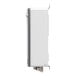A white rectangular Rinnai tankless water heater with metal parts and a black handle.