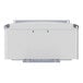 A white metal box with silver screws.