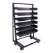 A heavy-duty single-sided A-frame cart with six trays and four caster wheels.