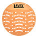 A round orange Lavex mango-scented EVA deodorizing gel urinal screen with perforations and textured surface.