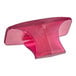 A translucent pink plastic toilet bowl clip air freshener.