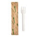 A white wrapped Eco-Products molded paper fork.