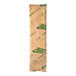 A brown paper bag with green and white writing that includes a green silhouette of a fork and knife.