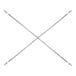A galvanized steel scaffolding cross brace in an X shape.
