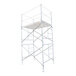 A galvanized steel scaffolding cross brace for construction use.