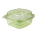A clear Eco-Products green hinged plastic container with lid.
