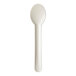 A white Eco-Products compostable molded paper spoon.