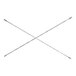 A pair of galvanized steel scaffolding cross braces arranged in an X shape.