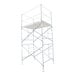 A galvanized steel scaffolding cross brace used for construction support.