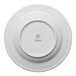 A white round porcelain plate with an embossed wide rim, shown from the bottom with the Ariane brand logo.