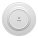 A white round porcelain plate with an embossed wide rim, shown from the bottom with the Ariane brand logo.
