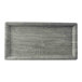 A rectangular gray faux wood melamine serving tray.