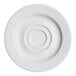 A white round porcelain espresso cup saucer with an embossed wide rim.