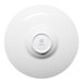 A white round porcelain plate with a wide rim, viewed from the bottom, featuring the Ariane brand logo at the center.
