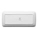 A white rectangular Ariane porcelain plate with a grey logo.