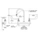 A diagram of a T&S wall mounted faucet with wrist action handles.