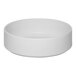 A white stackable porcelain salad bowl with a simple, round design.
