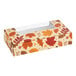 A rectangular fall-themed candy box with a clear rectangular window on top.