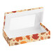 A rectangular fall-themed candy box with a clear window on the lid.