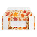 A rectangular fall-themed candy box with a clear window and an autumn leaves pattern.