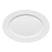 An oval wide rim porcelain platter in warm white.