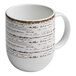 An Ariane white coupe porcelain mug with brown stripes.