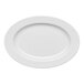 An oval white embossed wide rim platter.