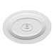 An oval white embossed wide rim platter.