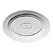 An oval white embossed wide rim platter.