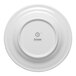 A white round porcelain plate with an embossed wide rim, shown from the bottom with the Ariane brand logo.