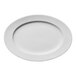 A white oval platter with an embossed wide rim.