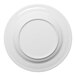 A round, warm white porcelain plate with a wide rim.