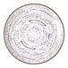 A white Ariane round porcelain plate with brown lines around the rim.
