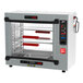 A silver Metro HotBlox countertop heated holding cabinet with shelves inside.
