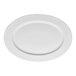 A large oval white porcelain platter with a wide rim.