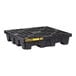 A black plastic pallet designed to hold four drums, labeled with the Justrite brand.