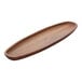 An oblong acacia wood display boat tray.