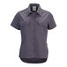 A women's gray short sleeve work shirt with button front and two chest pockets.