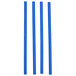 A set of four blue laminated paper bag twist ties.