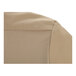 A close-up view of the shoulder and upper back area of a khaki short sleeve women's work shirt.