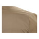 A close-up view of the back shoulder area of a khaki short sleeve work shirt.