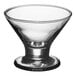 A clear, footed glass designed for serving martinis or desserts.
