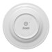 A white round porcelain soup bowl saucer with an embossed wide rim, shown from the bottom with the Ariane brand logo.